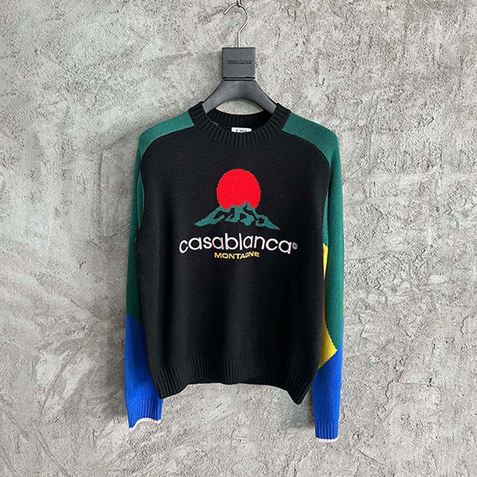 casablanca montagne colour block crew neck knit sweater